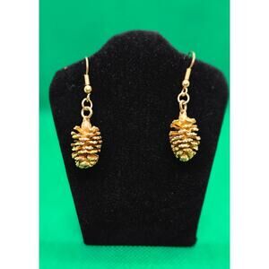 **5 for $25**/  Gold-tone Pine Cone Dangle Earrings for Pierced Ears, NWOT
